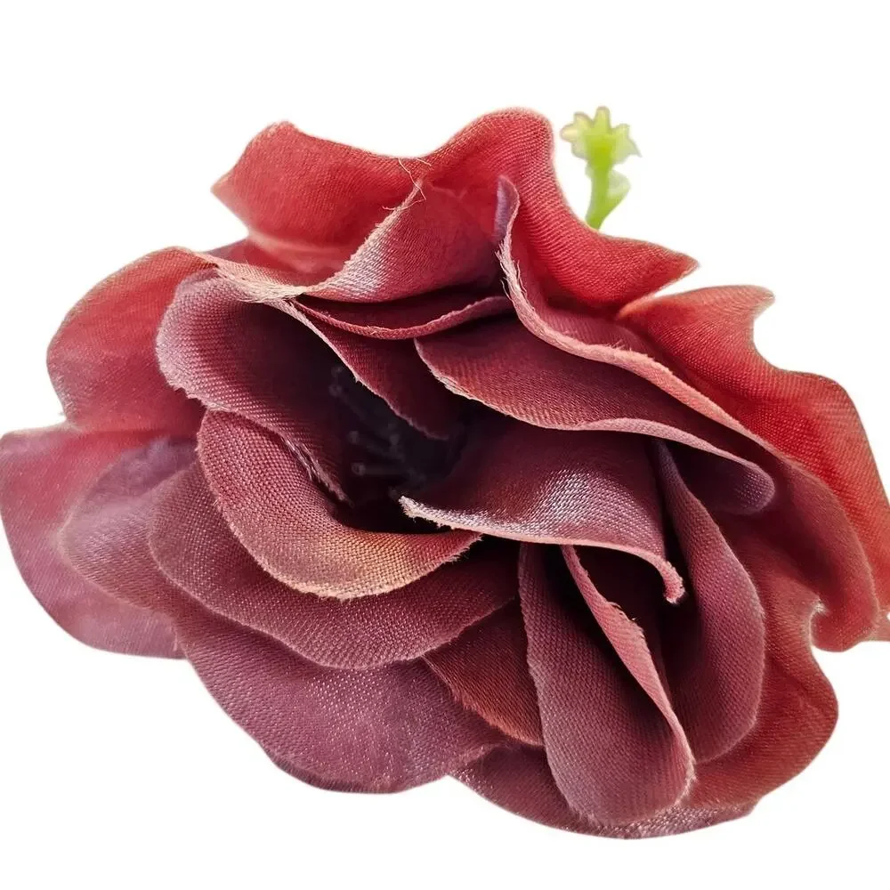 Mauve Pink Satin Open Rose Stems Artificial Flowers Wedding Craft 2.5